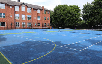 SuperCamps school holiday childcare at Putney High school, outside courts and sports facilities